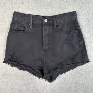 PacSun Shorts Black Womens Size 25 Vintage High Rise Raw Hem Button Fly Ripped